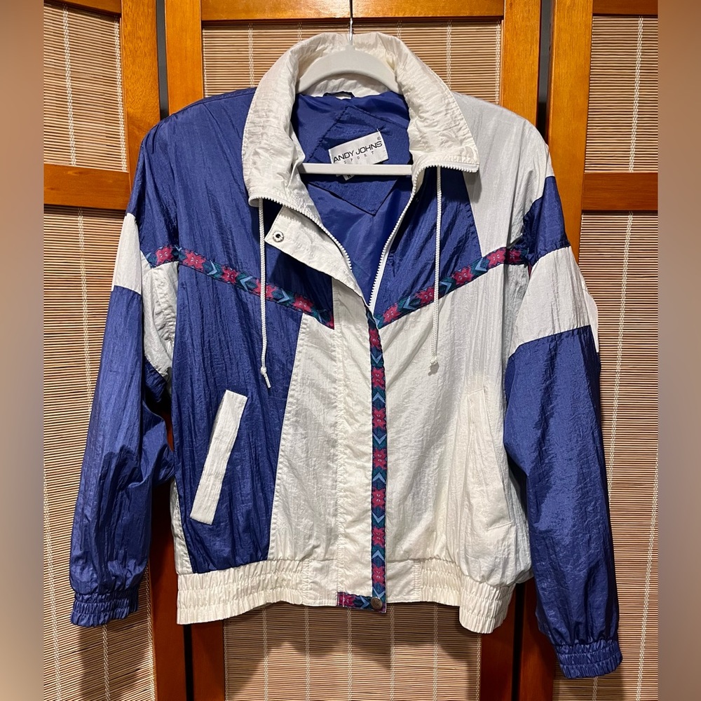 Vintage Andy Johns Sport purple & white windbreaker, size M